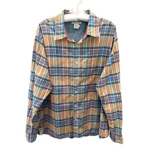 CARBON2COBALT | Men’s Multicolor Plaid Button Down Shirt Casual Cotton | Large